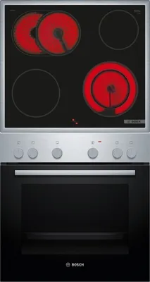 A Bosch electric stovetop and oven combination.
