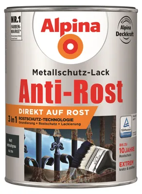 Produktbild von Alpina Metallschutz-Lack Anti-Rost 2,5 L anthrazit matt