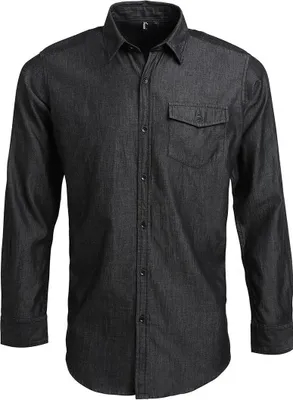 Produktbild von Premier - Hemd Kontrastnähte für Herren PC6049 (3XL) (Jeans-Schwarz)