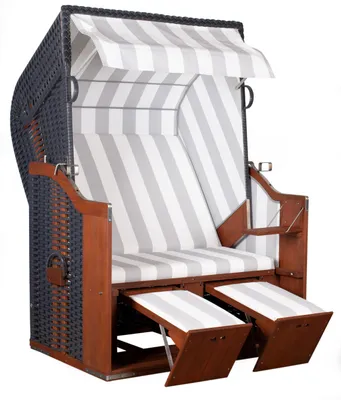 Produktbild von deVries Strandkorb "Profi Ostsee POEL" PVC anthrazit Des. 989, Größe 124 x 87 x 159 cm