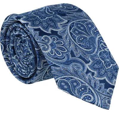 Produktbild von Marinefarbene Paisley Seidenkrawatte 7,0cm mit optimaler Knotenstabilität