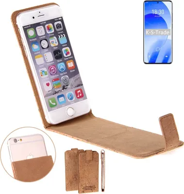 Produktbild von K-S-Trade Handyhülle kompatibel mit Meizu 18s Kork Hülle Flipstyle Case Schutzhülle Kork Case Hülle Flip cover Klapphülle Klapp, braun 1x