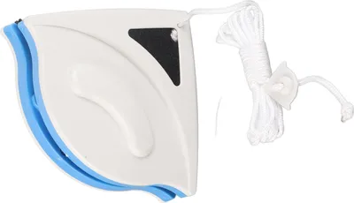 Image de Nettoyeur de vitres double face avec coque en plastique ABS Essuyeur de vitres magnétique en caoutchouc pour la maison et les immeubles de grande hauteur Bleu