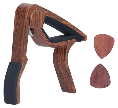 Image de Petit capodastre en silicone portable et silencieux, doté d'un mécanisme à ressort, pour guitares acoustiques