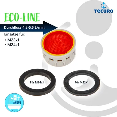 Produktbild von tecuro ECO SPAR Mischdüse - Strahlregler Einsatz für M22 M24, Durchflussklasse V: 4,5 - 5,5 l/min, inkl. Dichtungen