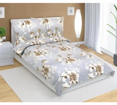 Image de Housse de couette en crêpe - 140x200 cm. Taie d'oreiller - 70x90 - couleur beige