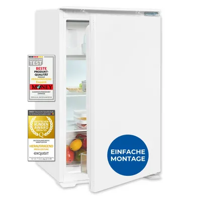 Produktbild von Exquisit Einbaukühlschrank mit Gefrierfach, 118 Liter Nutzinhalt, Einbaukühlschrank 88cm, Einbaugerät, 4-Sterne-Gefrierfach, EKS5131-4-E-040E weiss