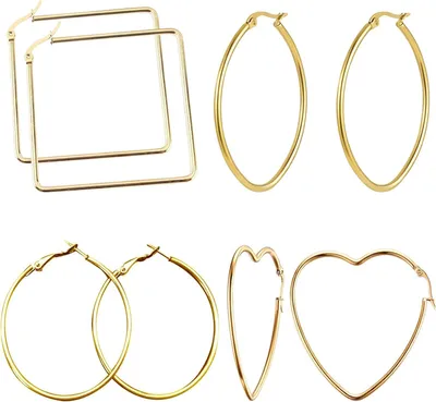 Produktbild von Creolen Ohrstecker vergoldet, 4 Stück, Edelstahl, für Damen