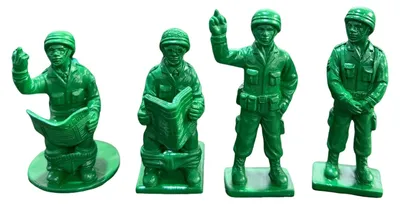 Produktbild von 4 Stück grüne Militärmann-Statuen, Miniatur-Soldatenfiguren, Sammlerstücke, Soldatenornamente für Schreibtischdekorationen, Partys mit Militärmotto