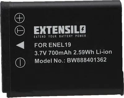 Produktbild von EXTENSILO Akku kompatibel mit Nikon Coolpix A300, S3100, S2500, S100, S2600, S2550, A100, S2800, S2700, S2750, S2900 Kamera (700 mAh, 3,7 V, Li-Ion)