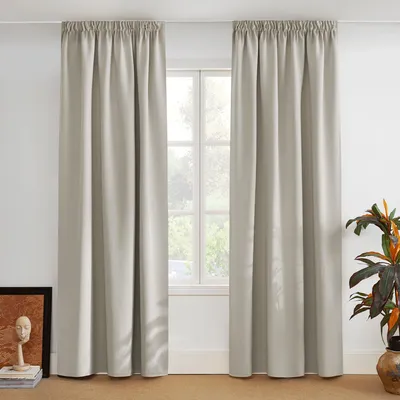 Produktbild von Wohnzimmer Vorhänge mit Kräuselband 2er Set H 245 x B 140 cm Natur