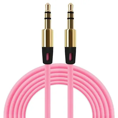 Rosafarbenes 1 m AUX-Kabel mit zwei 3,5-mm-Steckern
