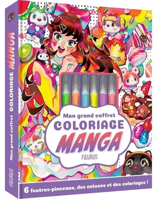 Manga-Malset mit 6 Filzstiften, 24 Seiten, ab 7 Jahren