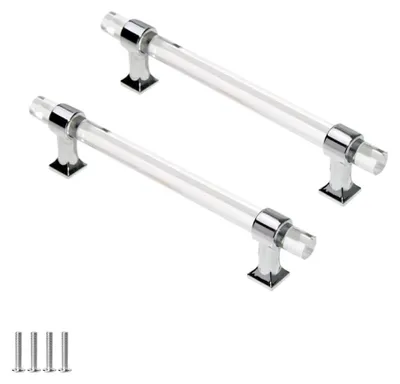 Produktbild von Kastgriffe, modern – 2 Stück – Acryl/Zinklegierung – Abstand zwischen den Griffen: 320 mm – Länge: 365 mm – Höhe: 36 mm – Fingerabdruckresistent – Möbelknöpfe