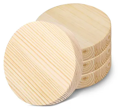 Holzscheiben-Set, 4 Stück, 10 cm Ø, 20 mm dick, Naturholz