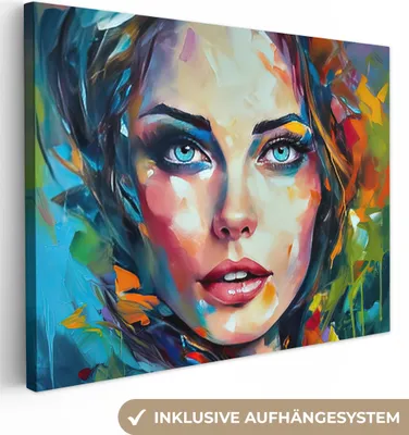 Obrázek produktu pro OneMillionCanvasses® - Obraz na plátně - Tvář - Žena - Olejomalba - Barevné - Umění, nástěnné dekorace, pokojové dekorace, 40x30cm