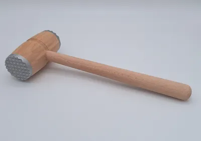 Produktbild von Fleischhammer Fleischklopfer Holz mit Metallbesatz 29,5 cm Schnitzel Klopfer