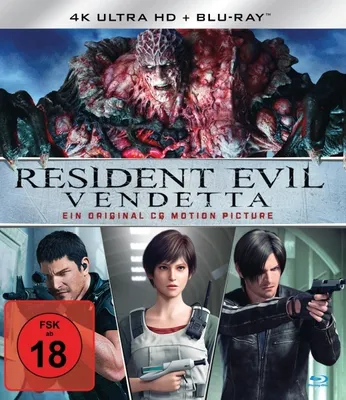 Produktbild von PLAION Resident Evil: Vendetta (4K-UHD+Blu-ray), Zeichentrickfilm/Cartoon, Blu-ray, Deutsch, Englisch, Französisch, Spanisch, Tschechisch, 97 min, Resident Evil: Vendetta, Deutsch, Englisch, Französisch, Italienisch, Ungarisch
