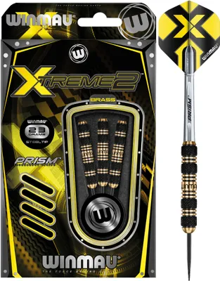 Produktbild von Winmau Steeldart Xtreme 2 Brass (1227) 23g, Stahlspitze, Schwarz, Messing, Kunststoff, Metall, 23 g, Box, 3 Stück(e)