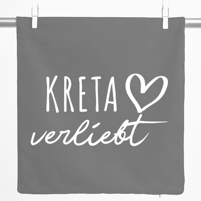 Produktbild von Huuraa Kissenbezug Kreta verliebt 40x40cm Steel Grey Baumwolle Dekokissenbezug Geschenkidee