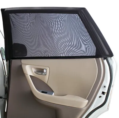 Produktbild von Sonnenschutzblenden für Kinder im Auto (2er-Set) – dehnbare und atmungsaktive Sonnenschutzblende für die Autoscheibe, bietet Rundumschutz für Kinder – passend für die meisten Autos
