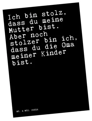 Produktbild von Mr. & Mrs. Panda Postkarte Ich bin stolz, dass... - Schwarz - Geschenk, Grußkarte, Großmutter, Enkel Geburt, Sprüche, schöner Spruch, spruchkarte, Fotokarte, Postkarten