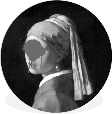 Produktbild von MuchoWow® Rundes Wandbild - Runde Bilder Das Mädchen mit dem Perlenohrring - Johannes Vermeer - Schwarz und weiß Ø 30 cm Kreis Wanddekoration Kunststoff - Wandkreis - Wandschmuck - Schlafzimmer - Bilder - Der Kreis - Kunst für die Wohnung - Plastik - Kunstdruck - Wandbild
