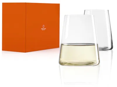 Produktbild von Stölzle Lausitz Weißweinbecher Power 2er-Set 380 ml – Moderne Weingläser ohne Stiel für maximale Aromaentfaltung – Flache Weißweingläser aus Kristallg