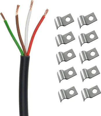Produktbild von 5 Meter Kabel rund 4 x 0,75 mm² - braun weiss rot grün + 10 Kabelschellen