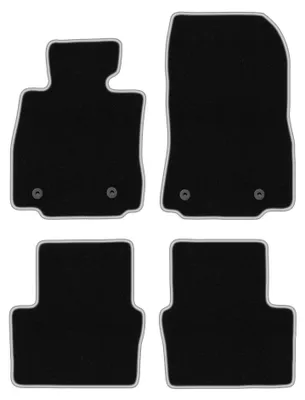 Image de Tapis de sol en moquette pour Mazda 2 III 2015- (à hayon) – jeu 4 pièces, noir/argent, sur mesure – Wielganizator CARLUX