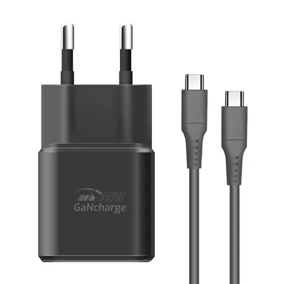 Obrázok produktu pre Sieťová nabíjačka Swissten, GaN, USB-C PD, 35W, s káblom USB-C na USB-C, 1,5 m, čierna