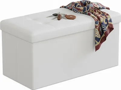 Image de Banc de rangement pliable en similicuir - Deux places