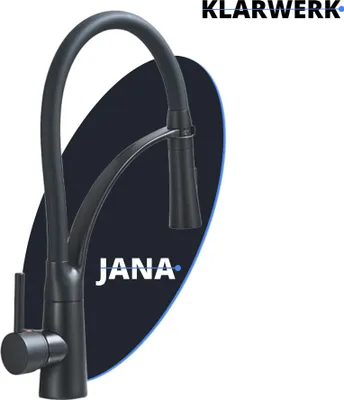 Produktbild von JANA | Edelstahl flexibel schwenkbare Küchenarmatur Schwarz matt | Mischbatterie hoher Bogen | Wasserhahn Hochdruck 360° 2 Anschlüsse Gastro