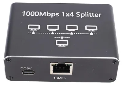 Image de Répartiteur Ethernet de 1 à 4 ports, répartiteur réseau haut débit 1 000 Mbps pour ordinateur, routeur et écran