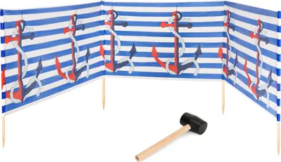 Produktbild von Garronda Strand Windschutz Sichtschutz 4m lang plus Gummihammer GAEX001 (Streifen/Anker, 4 m)