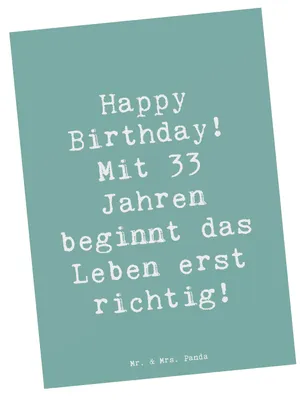 Produktbild von Mr. & Mrs. Panda Postkarte Spruch 33. Geburtstag - Meeresbrise - Geschenk, Happy Birthday, neues Lebensjahr, Fotokarte, Feier mit Stil, Ansichtskarten, Alter, Grußkarte