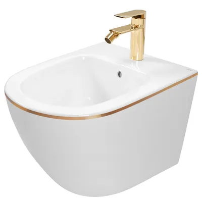 Obrázok produktu pre Závesný Bidet Rea CARLO MINI WHITE GOLD EDGE