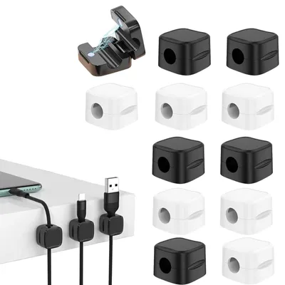 Kabelmanagement-Set, 12 Stück, selbstklebend, magnetisch, für Schreibtisch