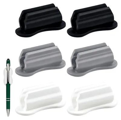 Produktbild von 6 Stück selbstklebende Stifthalter für die Wand, schwarzer Organizer, Silikon Stifthalter für Schreibtisch, Kühlschrank und Whiteboard