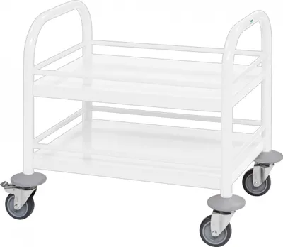 Produktbild von Kongamek Mini-Servierwagen 530x375x550mm 2 Etagen pulverbeschichtet in Weiß mit Bremse