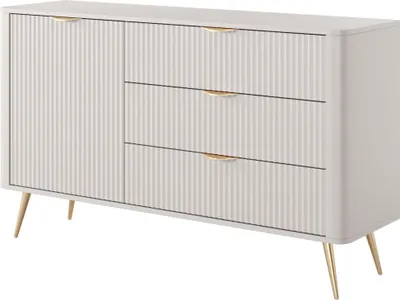 Productafbeelding van FURNLUX Dressoir Lante Wit, 138 cm / Hoofdkleur: Beige / Afmetingen: 138 x 81 x 38 cm