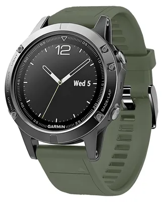 Produktbild von Silikonarmband für Garmin QuickFit 22 mm, Bizon Strap Watch Silicone Plus, Dunkelgrün