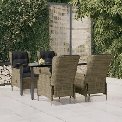 Produktbild von The Living Store 5-tlg. Garten-Essgruppe Braun Poly Rattan