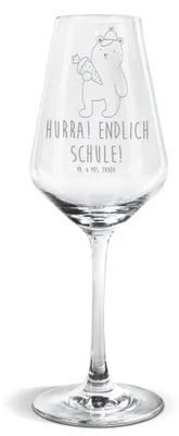 Produktbild von Mr. & Mrs. Panda Weinglas Bär Schultüte - Transparent - Geschenk, Motiv, Schulbeginn, Weißweinkelch, Schulanfang, Teddy, wein glas, Grundschule, Einschulung, Weißwein