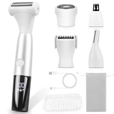 Produktbild von Damen 4-in-1 Bikini-Trimmer,wasserdichter Rasierer für Nass- & Trockenanwendung,Geeignet für Gesicht, Nase, Augenbrauen, Arme, Beine, Intimbereich