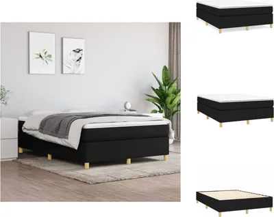 Obrázek produktu pro vidaXL Postel Box spring černá 140x200 cm látka - Postele a rámy postelí