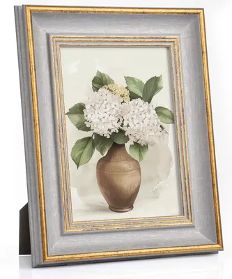 Immagine prodotto di Cornice per foto 13x18 cm, stile vintage - Cornice fotografica antica - Cornice fotografica retrò - Grigio/Oro - Decorazione per parete o tavolo - Materiale resistente (PS) - Cornice per foto