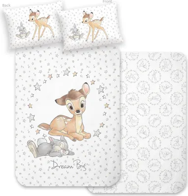 Produktbild von Disney Bambi und Klopfer Kinder-Bettwäsche 40x60 cm + 100x135 cm · Baby-Bettwäsche in Biber / Flanell - 100% Baumwolle