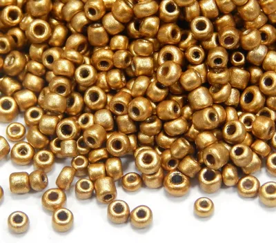 Produktbild von Perle Perlin-Rocailles, Glasperlen, indische Perlen, Rocailles, Pony-Perlen, 3 mm, metallische Farbe, 8/0, runde Mini-Rocailles, 3300 Stück (mattgold)