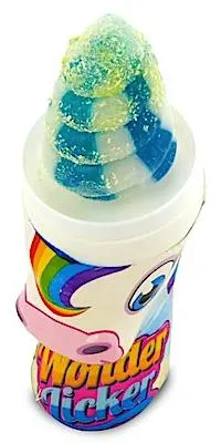 Produktbild von Einhorn Wonder Licker | Zweifarbige Lutscher mit saurem Zitronenpulver | Geschmack sortiert: Erdbeere, Himbeere, Wassermelone - ein Stück